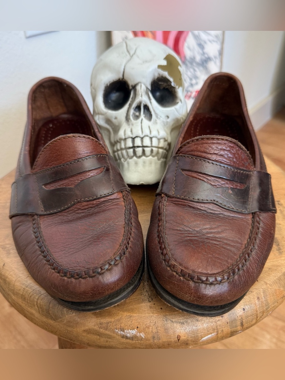 Vintage 80s 90s Cole Haan Handsewn Leather Penny Loafers ~ Size 7.5 D